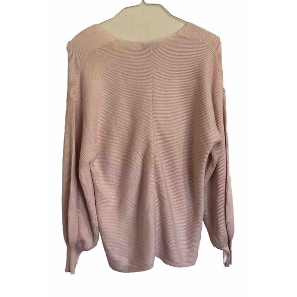 1. STATE Women's Pink V-Neck Ribbed Long Sleeve Pullover Sweater Size Small - Picture 2 of 12
